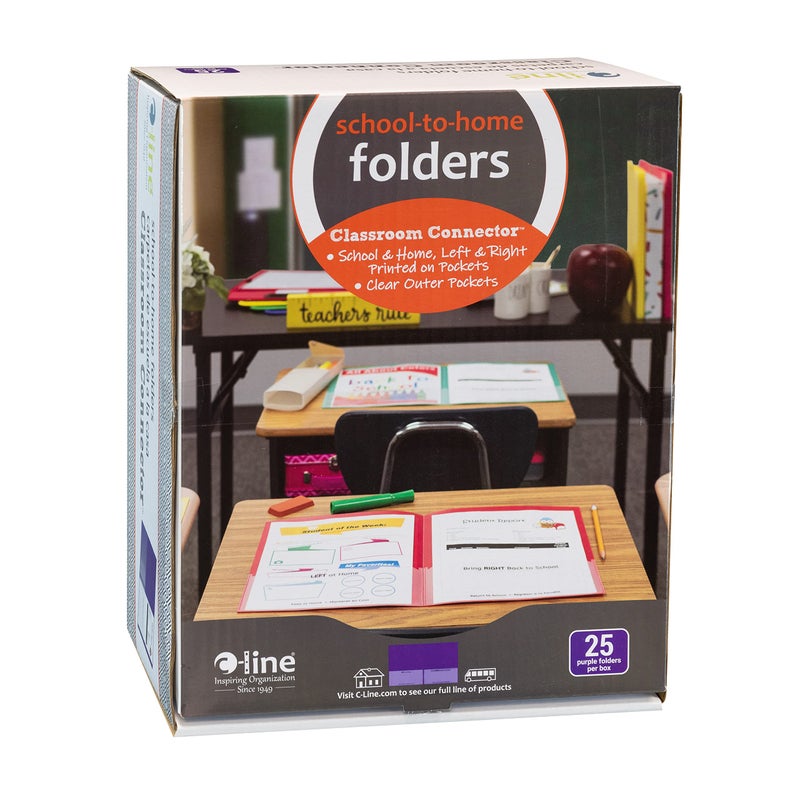 C-Line Classroom Connector School-to-Home Folders, Purple, 25 per Box (32009) - Image 4